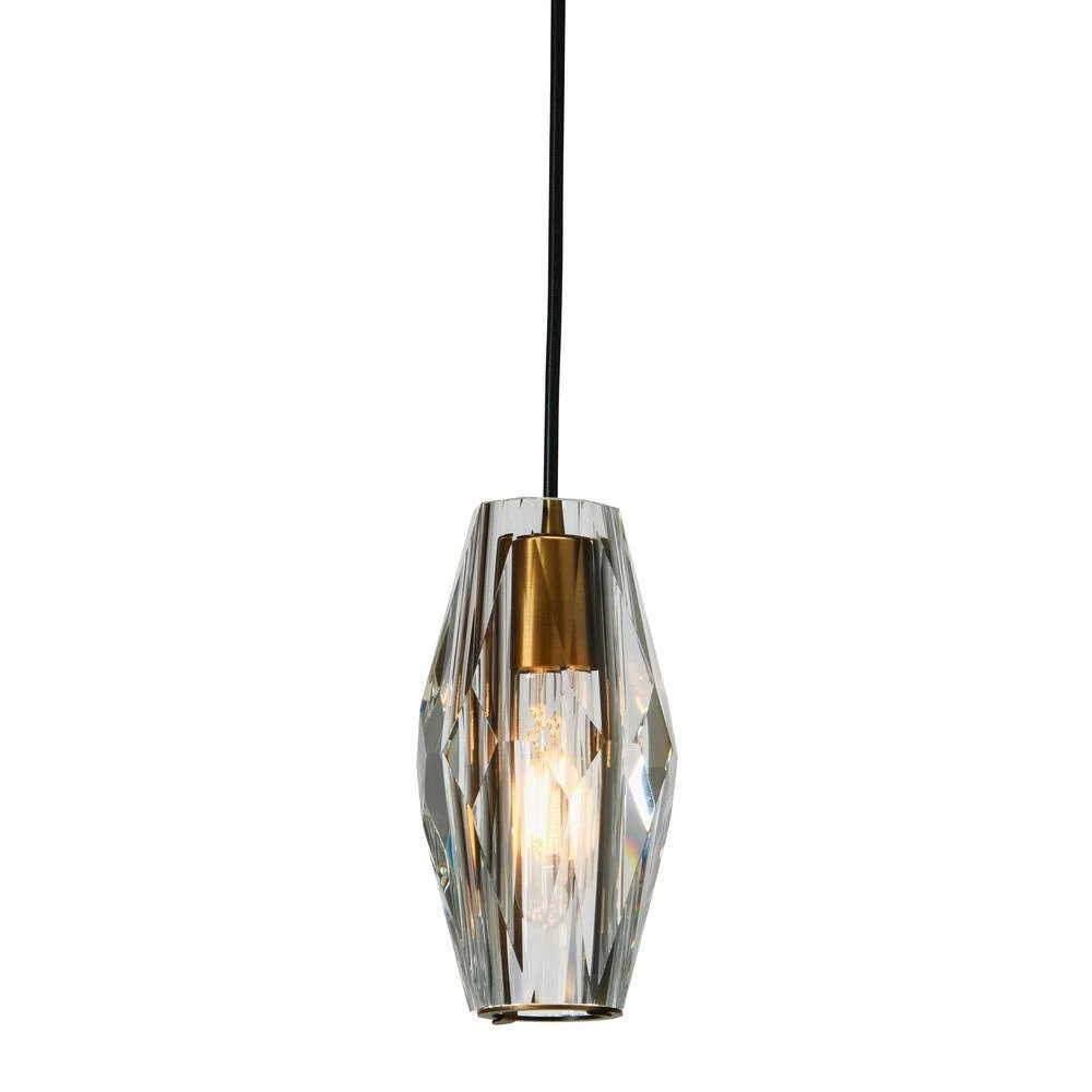 Celia - 1 Faceted Crystal and Metal Pendant Light, Brushed Bronze by Robert Stevenson Lighting 4 Celia - 1 Faceted Crystal and Metal Pendant Light, Brushed Bronze by Robert Stevenson Lighting - Image 2