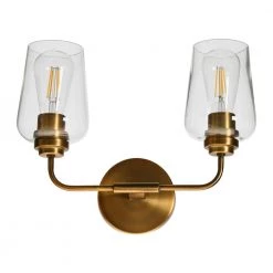 Holden - 15 in. Metal and Glass 2-Light, Brushed Bronze, Vanity Light by Robert Stevenson Lighting -Litton Lane Sales brushed bronze robert stevenson lighting vanity lighting ec1220 4f 1000