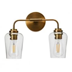 Holden - 15 in. Metal and Glass 2-Light, Brushed Bronze, Vanity Light by Robert Stevenson Lighting
