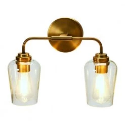 Holden - 15 in. Metal and Glass 2-Light, Brushed Bronze, Vanity Light by Robert Stevenson Lighting -Litton Lane Sales brushed bronze robert stevenson lighting vanity lighting ec1220 c3 1000