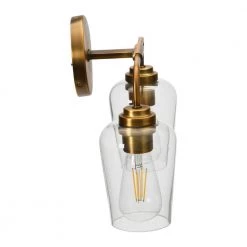 Holden - 15 in. Metal and Glass 2-Light, Brushed Bronze, Vanity Light by Robert Stevenson Lighting -Litton Lane Sales brushed bronze robert stevenson lighting vanity lighting ec1220 fa 1000
