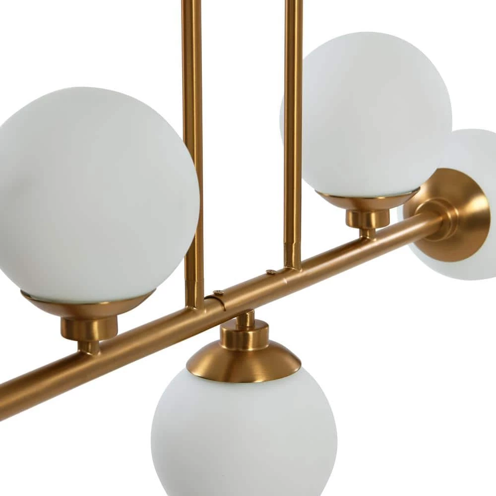 Lorne - 5-Light Brushed Gold Metal and Frosted Glass Chandelier by Robert Stevenson Lighting 6 Lorne - 5-Light Brushed Gold Metal and Frosted Glass Chandelier by Robert Stevenson Lighting - Image 4