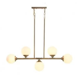 Lorne - 5-Light Brushed Gold Metal and Frosted Glass Chandelier by Robert Stevenson Lighting 10 Lorne - 5-Light Brushed Gold Metal and Frosted Glass Chandelier by Robert Stevenson Lighting -Litton Lane Sales brushed gold robert stevenson lighting chandeliers ec1128b 4f 1000