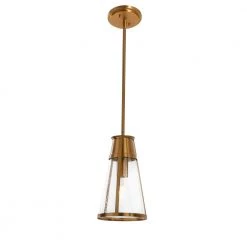 Jaxon - Brushed Gold Metal and Seedy Glass Ceiling 1 Pendant Light by Robert Stevenson Lighting -Litton Lane Sales brushed gold robert stevenson lighting pendant lights ec1142b 4f 1000