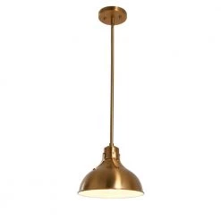 Cooper - Brushed Gold Metal Ceiling Light with Shade by Robert Stevenson Lighting -Litton Lane Sales brushed gold robert stevenson lighting pendant lights ec1155b 1f 1000