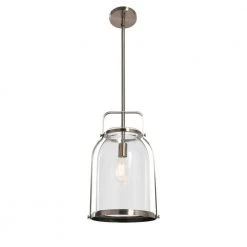 Channing - 3 Light Antique Polished Nickel Metal and Glass Ceiling Pendant Light by Robert Stevenson Lighting -Litton Lane Sales brushed gold robert stevenson lighting pendant lights ec1161b 1f 1000