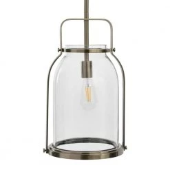 Channing - 3 Light Antique Polished Nickel Metal and Glass Ceiling Pendant Light by Robert Stevenson Lighting -Litton Lane Sales brushed gold robert stevenson lighting pendant lights ec1161b 44 1000