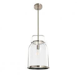 Channing - 3 Light Antique Polished Nickel Metal and Glass Ceiling Pendant Light by Robert Stevenson Lighting -Litton Lane Sales brushed gold robert stevenson lighting pendant lights ec1161b 4f 1000