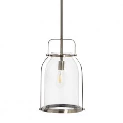 Channing - 3 Light Antique Polished Nickel Metal and Glass Ceiling Pendant Light by Robert Stevenson Lighting