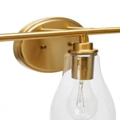 Creston - 23 in. 3-Light Brushed Gold Vanity Light Metal and Glass by Robert Stevenson Lighting -Litton Lane Sales brushed gold robert stevenson lighting vanity lighting ec1162c 44 1000