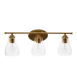 Creston - 23 in. 3-Light Brushed Gold Vanity Light Metal and Glass by Robert Stevenson Lighting -Litton Lane Sales brushed gold robert stevenson lighting vanity lighting ec1162c 4f 1000