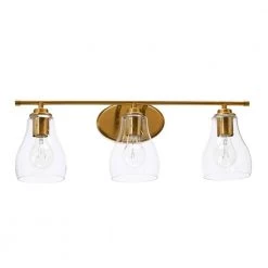 Creston - 23 in. 3-Light Brushed Gold Vanity Light Metal and Glass by Robert Stevenson Lighting