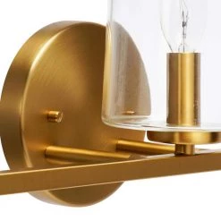 Berkley - 23 in. 3-Light Brushed Gold Metal and Glass Vanity Light by Robert Stevenson Lighting 13 Berkley - 23 in. 3-Light Brushed Gold Metal and Glass Vanity Light by Robert Stevenson Lighting -Litton Lane Sales brushed gold robert stevenson lighting vanity lighting ec1171c 44 1000