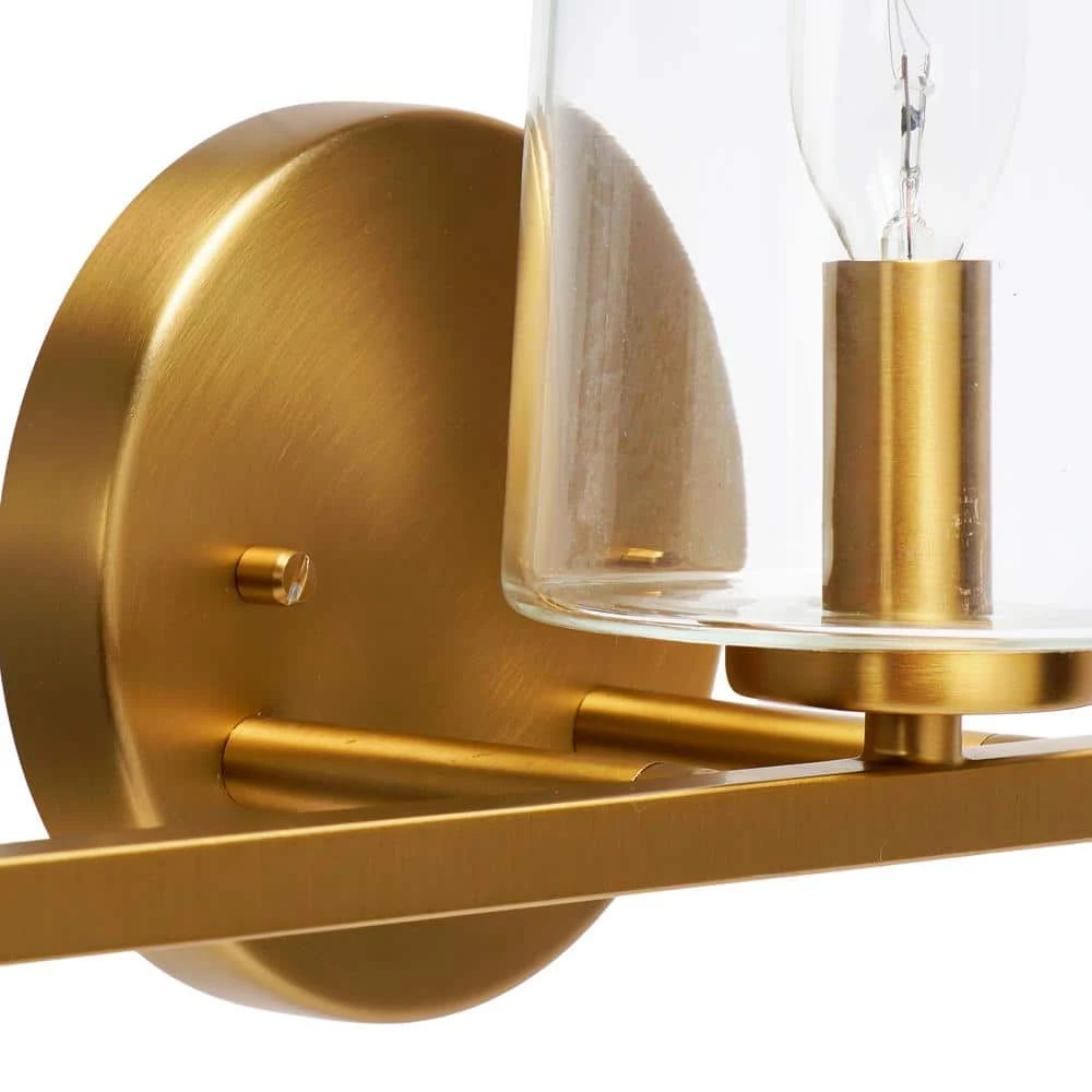 Berkley - 23 in. 3-Light Brushed Gold Metal and Glass Vanity Light by Robert Stevenson Lighting 7 Berkley - 23 in. 3-Light Brushed Gold Metal and Glass Vanity Light by Robert Stevenson Lighting - Image 5