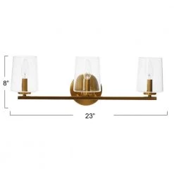 Berkley - 23 in. 3-Light Brushed Gold Metal and Glass Vanity Light by Robert Stevenson Lighting 14 Berkley - 23 in. 3-Light Brushed Gold Metal and Glass Vanity Light by Robert Stevenson Lighting -Litton Lane Sales brushed gold robert stevenson lighting vanity lighting ec1171c fa 1000