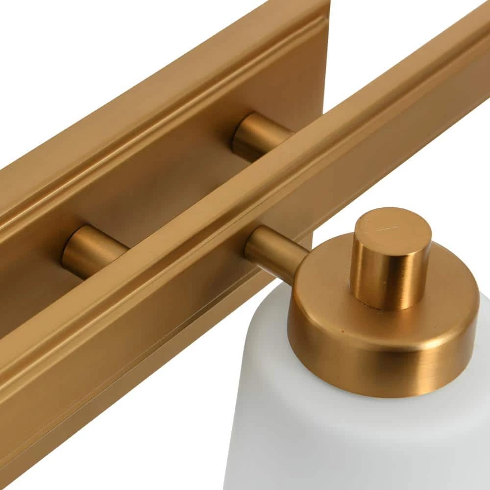 Sullivan Park - 3-Light Brushed Gold Metal and Frosted Glass Vanity Light by Robert Stevenson Lighting 7 Sullivan Park - 3-Light Brushed Gold Metal and Frosted Glass Vanity Light by Robert Stevenson Lighting - Image 5