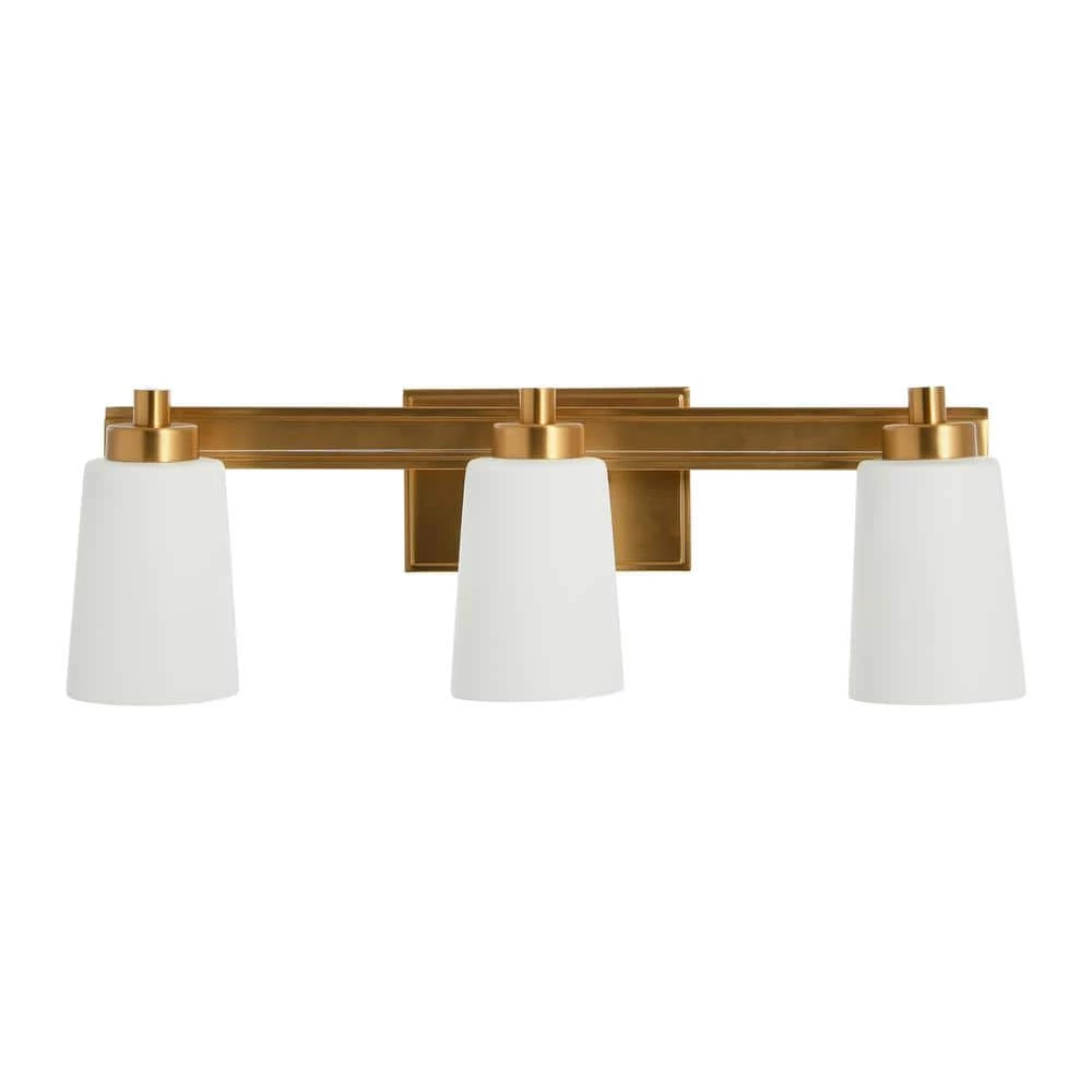 Sullivan Park - 3-Light Brushed Gold Metal and Frosted Glass Vanity Light by Robert Stevenson Lighting 4 Sullivan Park - 3-Light Brushed Gold Metal and Frosted Glass Vanity Light by Robert Stevenson Lighting - Image 2