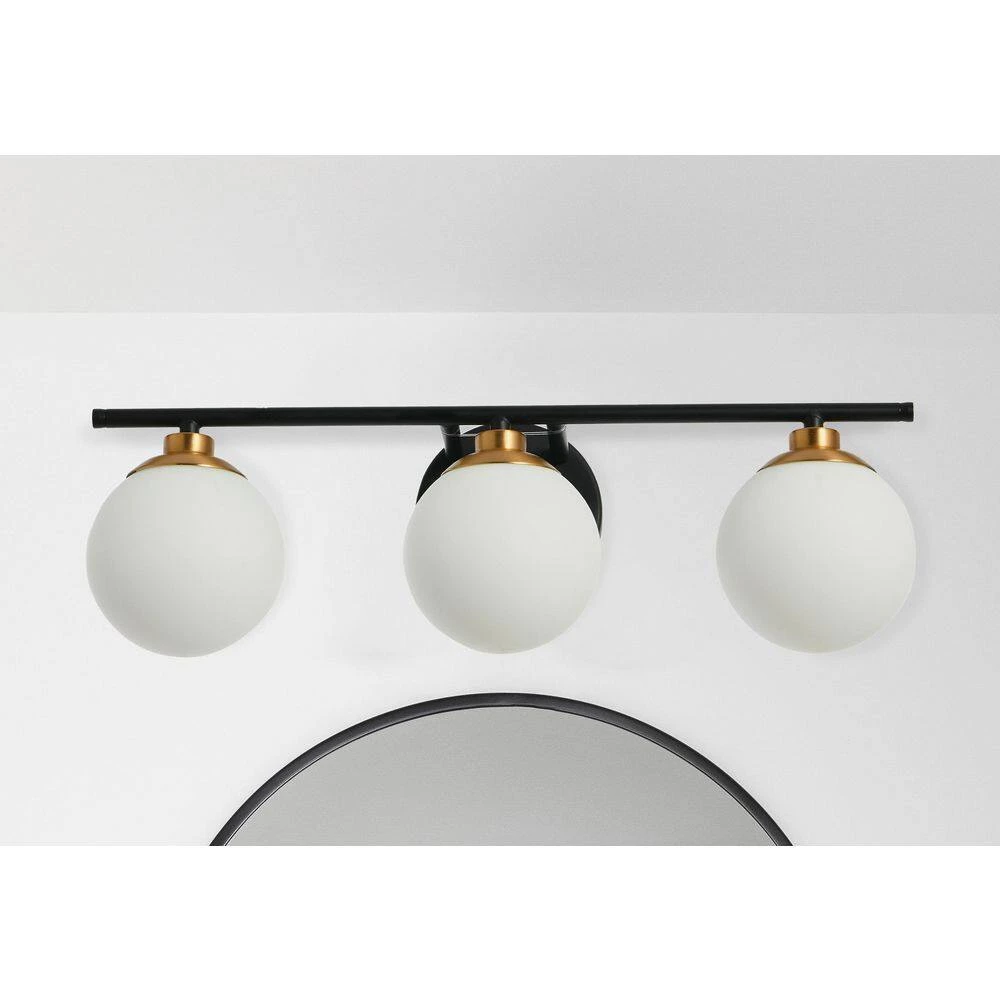 Lorne - 21 in. 3-Light Matte Black and Brushed Gold Vanity Light Metal and Frosted Glass by Robert Stevenson Lighting 10 Lorne - 21 in. 3-Light Matte Black and Brushed Gold Vanity Light Metal and Frosted Glass by Robert Stevenson Lighting - Image 8