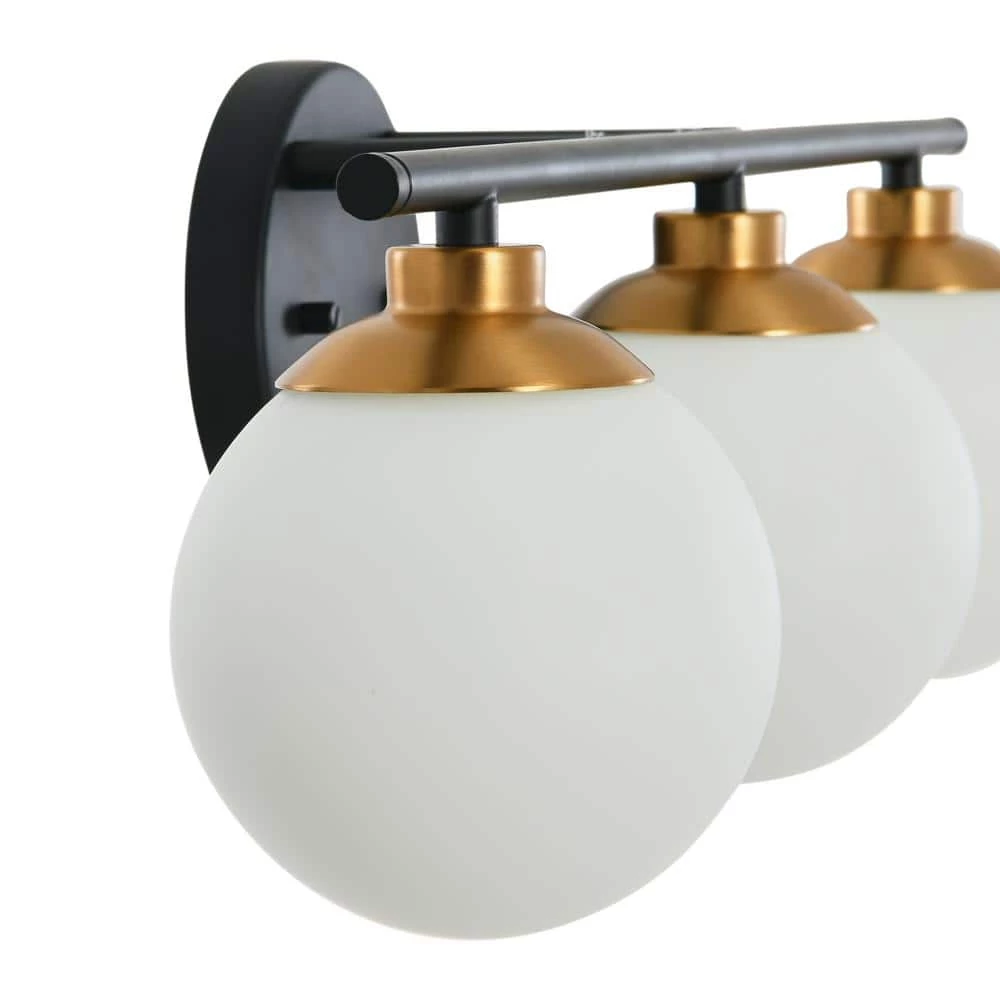 Lorne - 21 in. 3-Light Matte Black and Brushed Gold Vanity Light Metal and Frosted Glass by Robert Stevenson Lighting 7 Lorne - 21 in. 3-Light Matte Black and Brushed Gold Vanity Light Metal and Frosted Glass by Robert Stevenson Lighting - Image 5