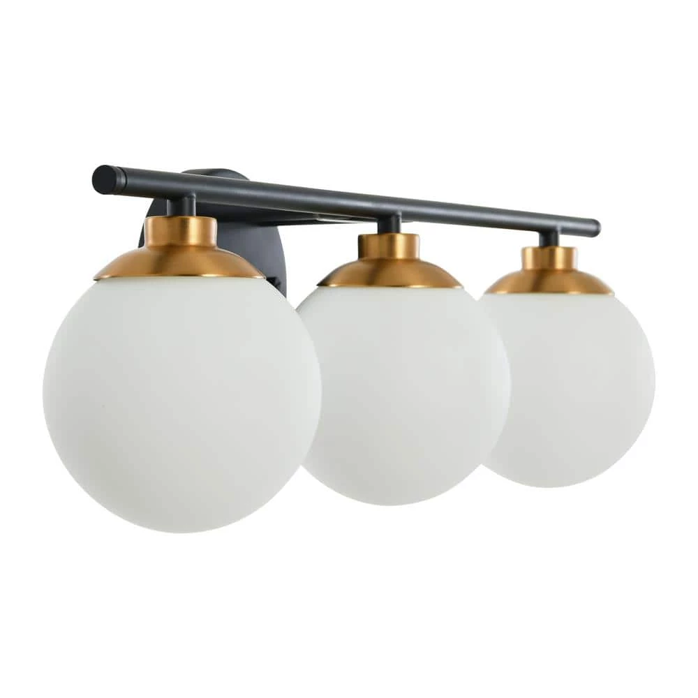 Lorne - 21 in. 3-Light Matte Black and Brushed Gold Vanity Light Metal and Frosted Glass by Robert Stevenson Lighting 5 Lorne - 21 in. 3-Light Matte Black and Brushed Gold Vanity Light Metal and Frosted Glass by Robert Stevenson Lighting - Image 3