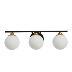 Lorne - 21 in. 3-Light Matte Black and Brushed Gold Vanity Light Metal and Frosted Glass by Robert Stevenson Lighting