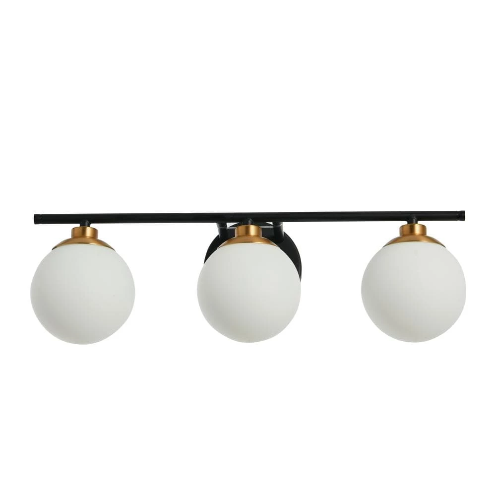 Lorne - 21 in. 3-Light Matte Black and Brushed Gold Vanity Light Metal and Frosted Glass by Robert Stevenson Lighting 3 Lorne - 21 in. 3-Light Matte Black and Brushed Gold Vanity Light Metal and Frosted Glass by Robert Stevenson Lighting