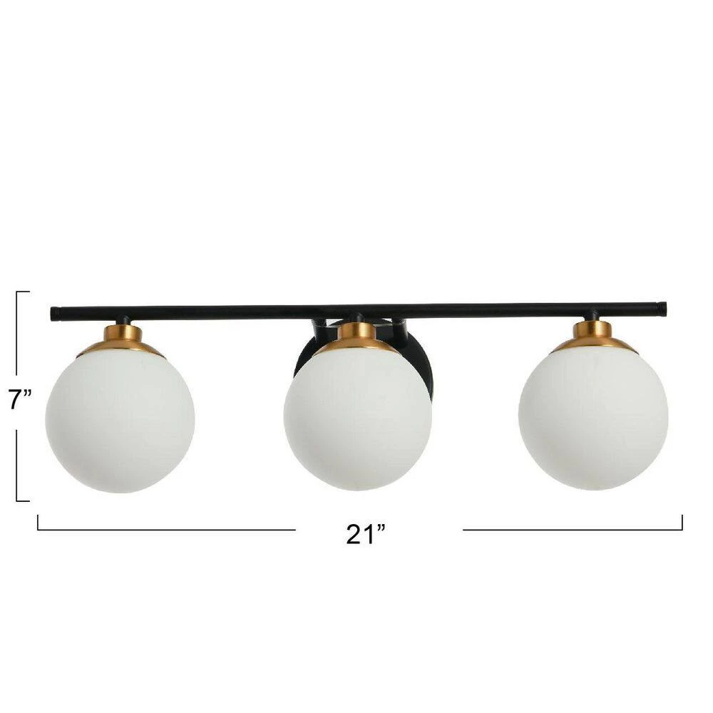 Lorne - 21 in. 3-Light Matte Black and Brushed Gold Vanity Light Metal and Frosted Glass by Robert Stevenson Lighting 9 Lorne - 21 in. 3-Light Matte Black and Brushed Gold Vanity Light Metal and Frosted Glass by Robert Stevenson Lighting - Image 7