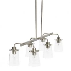Jameson - 6-Light Brushed Nickel Chandelier Metal and Seedy Glass by Robert Stevenson Lighting 11 Jameson - 6-Light Brushed Nickel Chandelier Metal and Seedy Glass by Robert Stevenson Lighting -Litton Lane Sales brushed nickel robert stevenson lighting chandeliers ec1132b 1f 1000