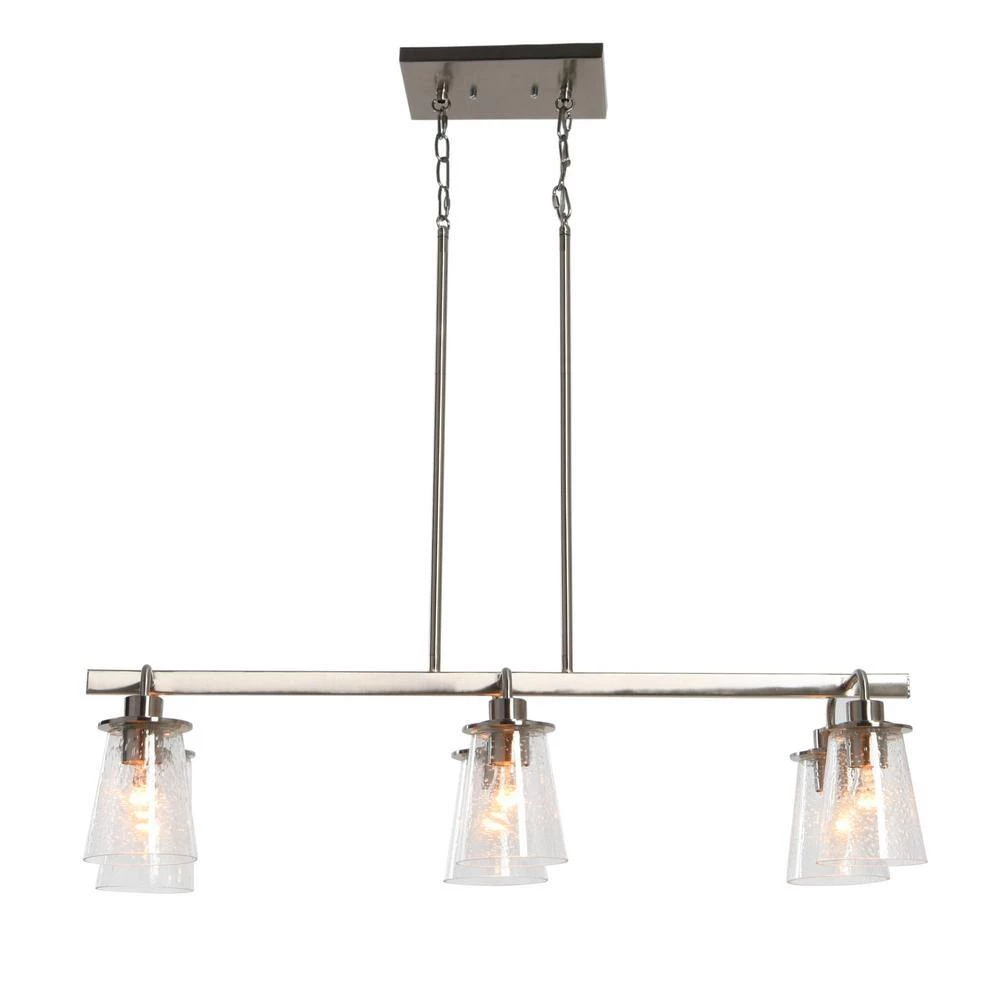 Jameson - 6-Light Brushed Nickel Chandelier Metal and Seedy Glass by Robert Stevenson Lighting 5 Jameson - 6-Light Brushed Nickel Chandelier Metal and Seedy Glass by Robert Stevenson Lighting - Image 3