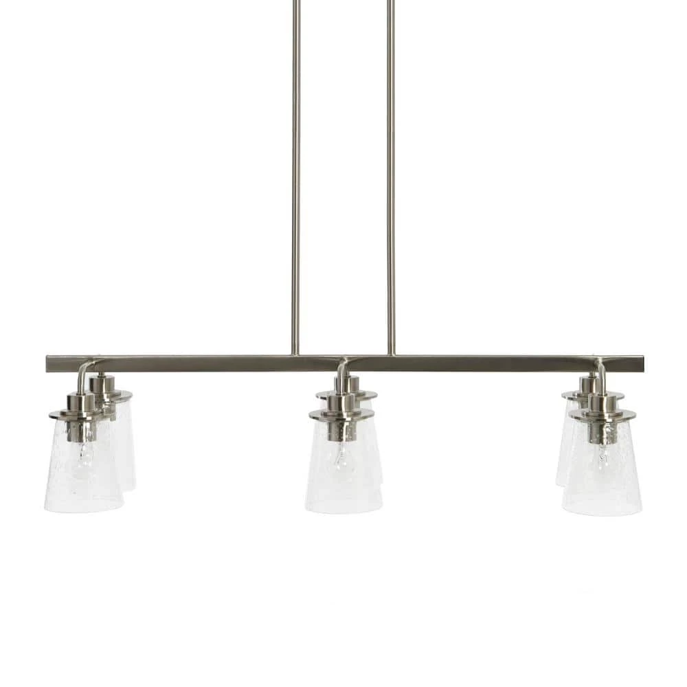 Jameson - 6-Light Brushed Nickel Chandelier Metal and Seedy Glass by Robert Stevenson Lighting 3 Jameson - 6-Light Brushed Nickel Chandelier Metal and Seedy Glass by Robert Stevenson Lighting