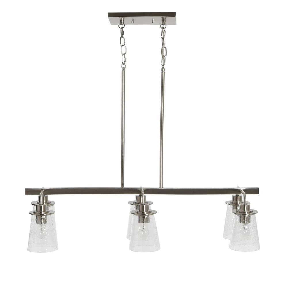 Jameson - 6-Light Brushed Nickel Chandelier Metal and Seedy Glass by Robert Stevenson Lighting 4 Jameson - 6-Light Brushed Nickel Chandelier Metal and Seedy Glass by Robert Stevenson Lighting - Image 2