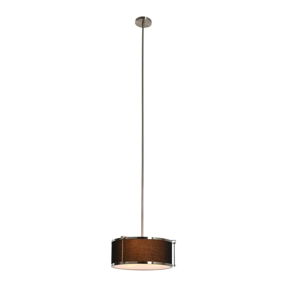 Harrison - 1-Light Black and Brushed Nickel Metal Modern Drum Pendant with Caged Linen Shade by Robert Stevenson Lighting 6 Harrison - 1-Light Black and Brushed Nickel Metal Modern Drum Pendant with Caged Linen Shade by Robert Stevenson Lighting - Image 4