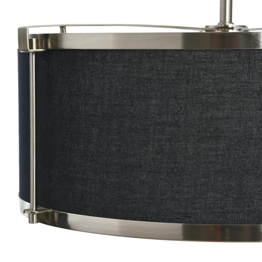 Harrison - 1-Light Black and Brushed Nickel Metal Modern Drum Pendant with Caged Linen Shade by Robert Stevenson Lighting 5 Harrison - 1-Light Black and Brushed Nickel Metal Modern Drum Pendant with Caged Linen Shade by Robert Stevenson Lighting - Image 3