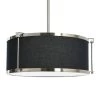 Harrison - 1-Light Black and Brushed Nickel Metal Modern Drum Pendant with Caged Linen Shade by Robert Stevenson Lighting