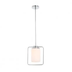 Ezra - Modern 1-Light Chrome Metal and Frosted Glass Pendant Light by Robert Stevenson Lighting -Litton Lane Sales chrome robert stevenson lighting pendant lights ec1311 1f 1000