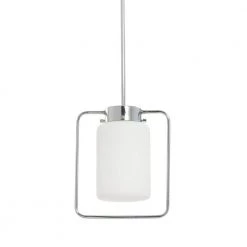 Ezra - Modern 1-Light Chrome Metal and Frosted Glass Pendant Light by Robert Stevenson Lighting