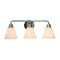 Brody - 23 in. 3-Light Chrome Finish Vanity Light Metal with Frosted Glass by Robert Stevenson Lighting -Litton Lane Sales chrome robert stevenson lighting vanity lighting ec1165c 1f 1000