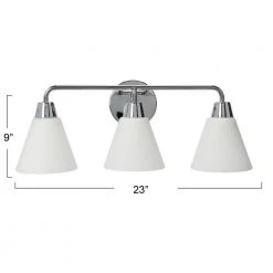 Brody - 23 in. 3-Light Chrome Finish Vanity Light Metal with Frosted Glass by Robert Stevenson Lighting -Litton Lane Sales chrome robert stevenson lighting vanity lighting ec1165c fa 1000