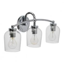 Adrian - 23 in. 3-Light Steel Chrome Finish and Clear Glass Vanity Light by Robert Stevenson Lighting -Litton Lane Sales chrome robert stevenson lighting vanity lighting ec1167c 4f 1000