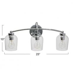 Adrian - 23 in. 3-Light Steel Chrome Finish and Clear Glass Vanity Light by Robert Stevenson Lighting -Litton Lane Sales chrome robert stevenson lighting vanity lighting ec1167c 76 1000