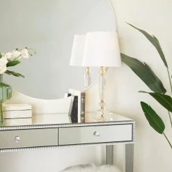 25 in. White Linen Traditional Buffet Lamp by Litton Lane -Litton Lane Sales clear litton lane table lamps 040125 31 1000