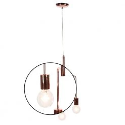 3-Light Modern Rose Gold Metal Pendant by Litton Lane -Litton Lane Sales copper litton lane chandeliers 59277 4f 1000