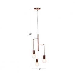 3-Light Modern Rose Gold Metal Pendant by Litton Lane -Litton Lane Sales copper litton lane chandeliers 59277 76 1000