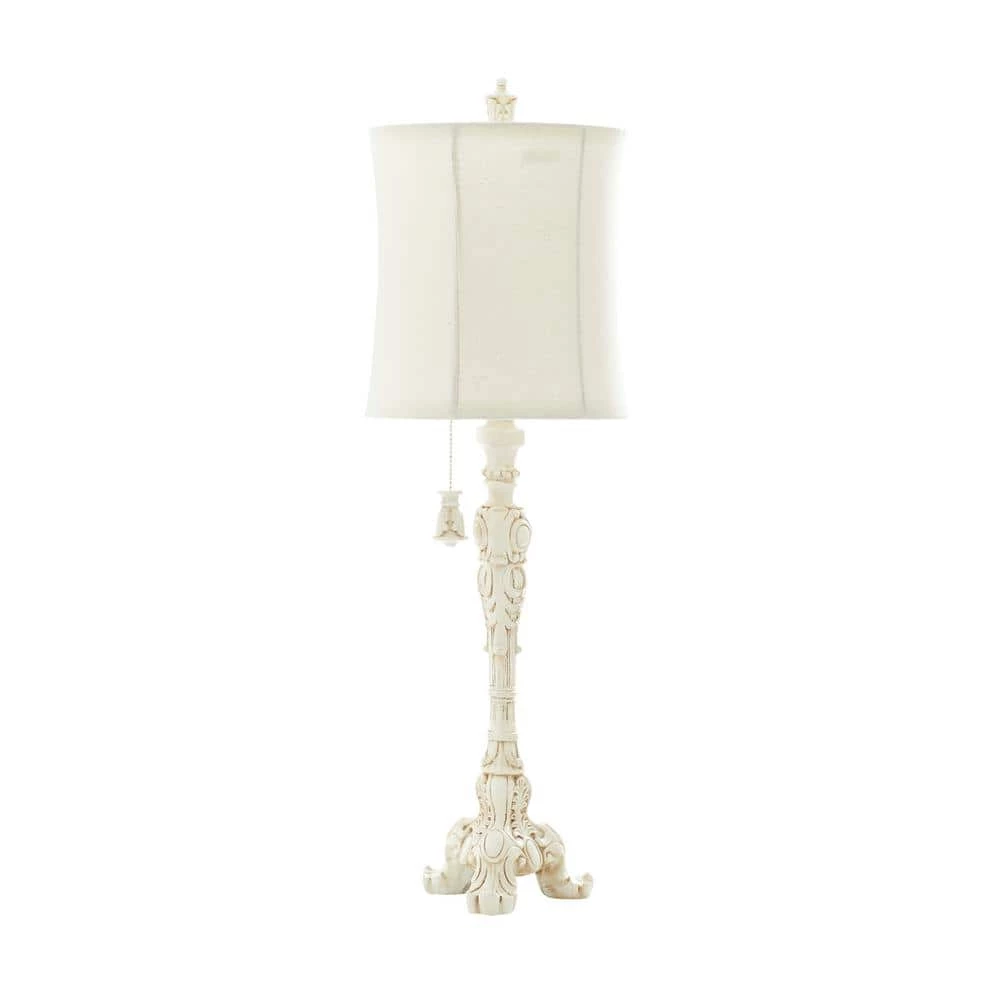 31 in. White Coastal Polystone Buffet Lamps by Litton Lane 3 31 in. White Coastal Polystone Buffet Lamps by Litton Lane