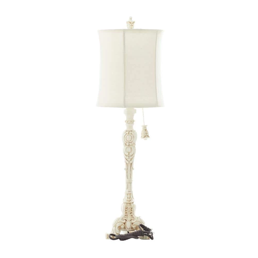 31 in. White Coastal Polystone Buffet Lamps by Litton Lane 6 31 in. White Coastal Polystone Buffet Lamps by Litton Lane - Image 4