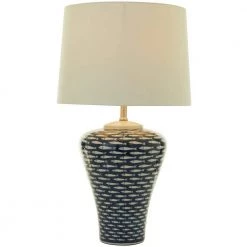 29 in. Dark Blue Ceramic Traditional Table Lamp by Litton Lane