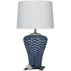 29 in. Dark Blue Ceramic Traditional Table Lamp by Litton Lane -Litton Lane Sales dark blue litton lane table lamps 042764 66 1000