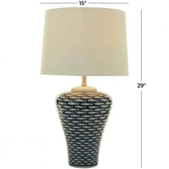 29 in. Dark Blue Ceramic Traditional Table Lamp by Litton Lane -Litton Lane Sales dark blue litton lane table lamps 042764 76 1000