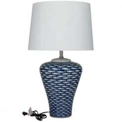 29 in. Dark Blue Ceramic Traditional Table Lamp by Litton Lane -Litton Lane Sales dark blue litton lane table lamps 042764 c3 1000