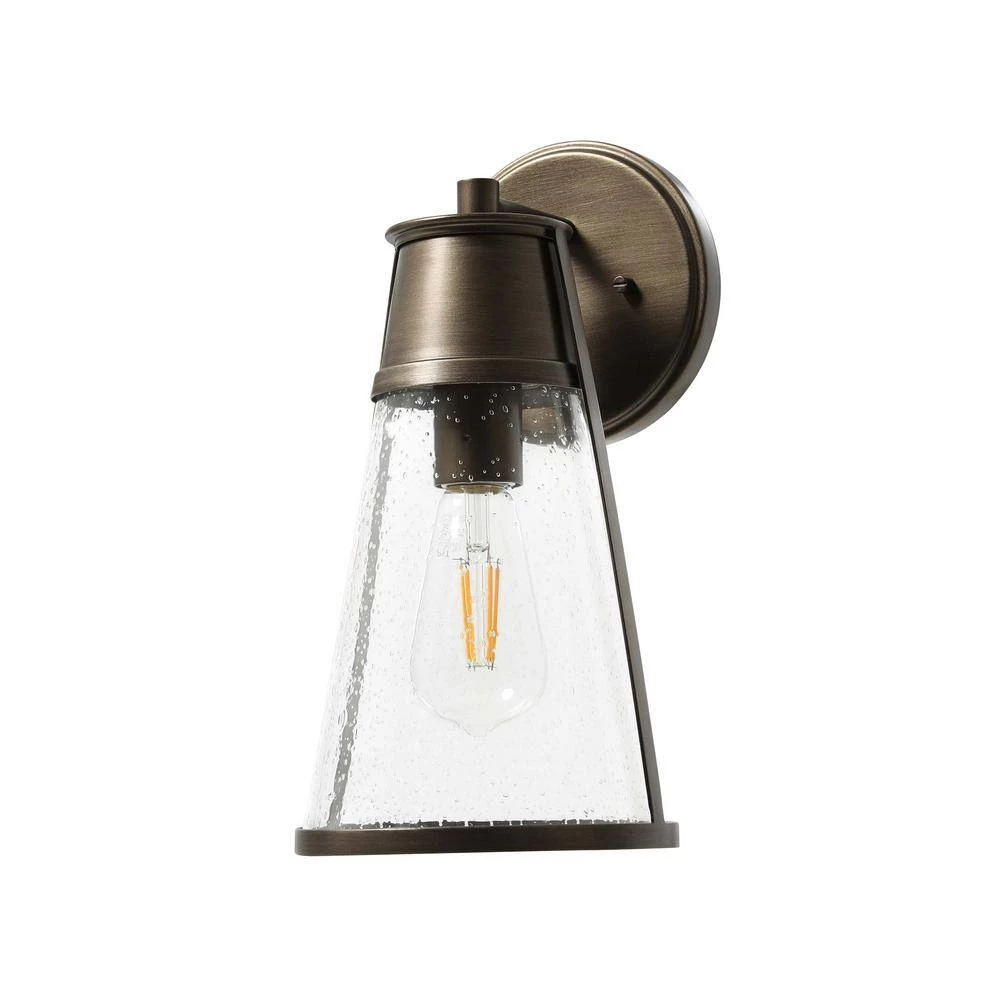 Jaxon -Distressed Zinc Outdoor Modern Metal and Seedy Glass Hardwired Wall Sconce by Robert Stevenson Lighting 4 Jaxon -Distressed Zinc Outdoor Modern Metal and Seedy Glass Hardwired Wall Sconce by Robert Stevenson Lighting - Image 2
